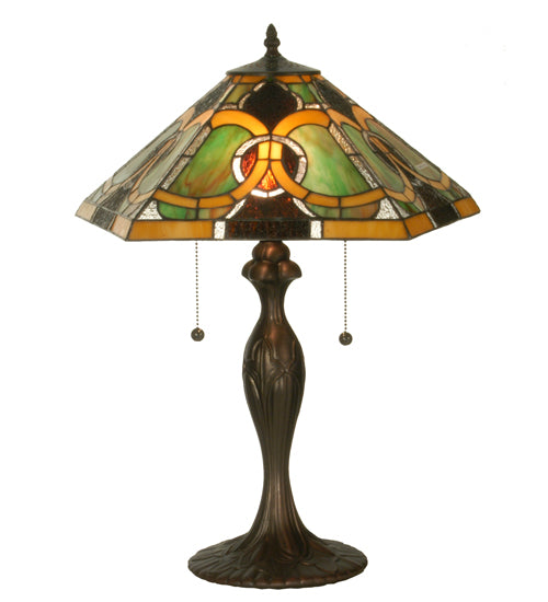 Meyda Tiffany Lighting 81458 Moroccan Two Light Table Lamp Lamp Bronze / Dark