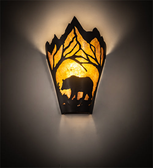 Meyda Tiffany Bear At Dawn 81465 Wall Light - Textured Black/Amber Mica