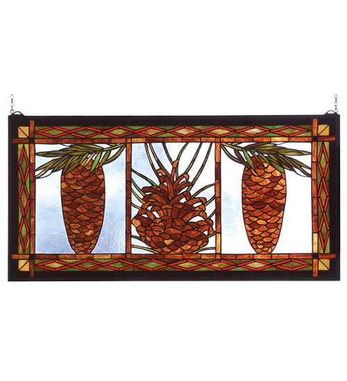 Meyda Tiffany Lighting 81470 Pinecone Window Mirror Bronze / Dark