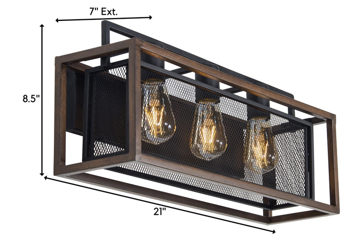 Varaluz Rio Lobo 285B03DOBL Bath Vanity Light 21 in. wide - Dark Oak/Black