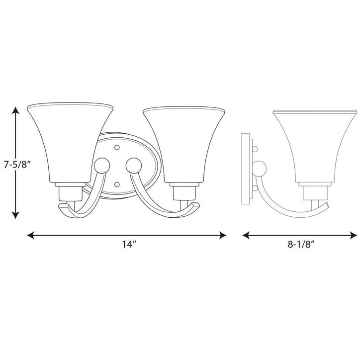 Progress Joy P2001-20W Bath Vanity Light 14 in. wide - Antique Bronze