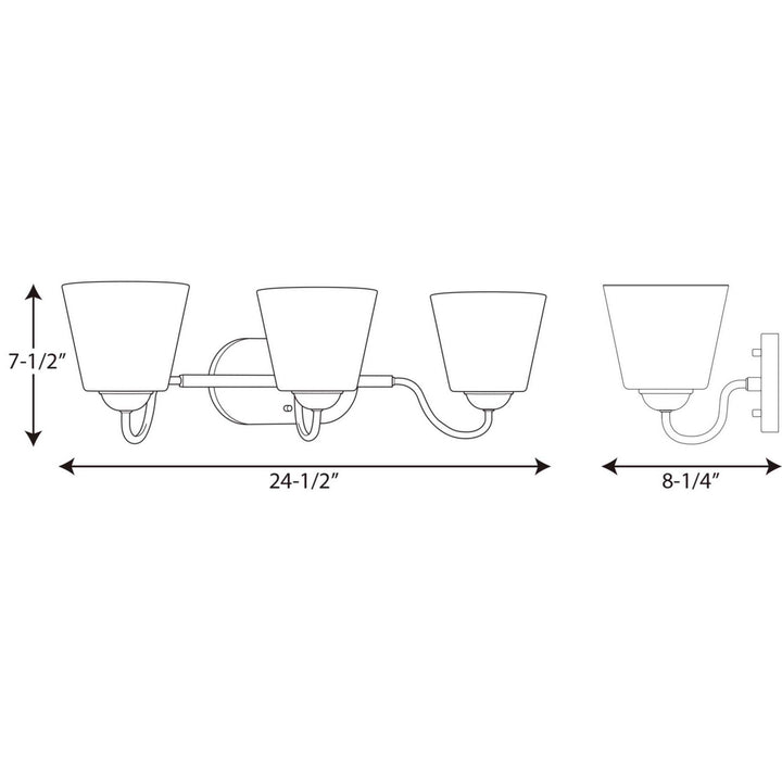 Progress Arden P2129-09 Bath Vanity Light 25 in. wide - Brushed Nickel