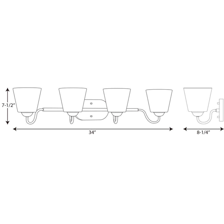 Progress Arden P2130-09 Bath Vanity Light 34 in. wide - Brushed Nickel