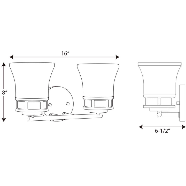 Progress Cascadia P2147-15 Bath Vanity Light 16 in. wide - Polished Chrome