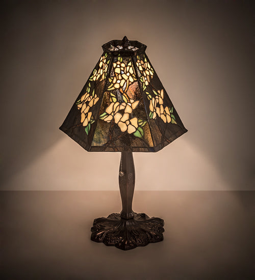 Meyda Tiffany Lighting 81619 Oriental Peony One Light Accent Lamp Lamp Bronze / Dark