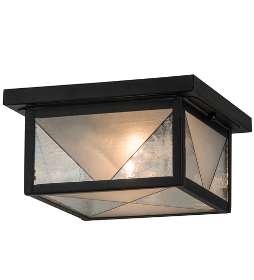 Meyda Tiffany Harlequin 81625 Ceiling Light - Textured Black Clear/Frosted Seedy Glass