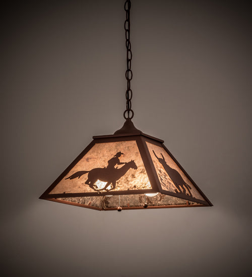 Meyda Tiffany Cowboy & Steer 81673 Pendant Light - Rust