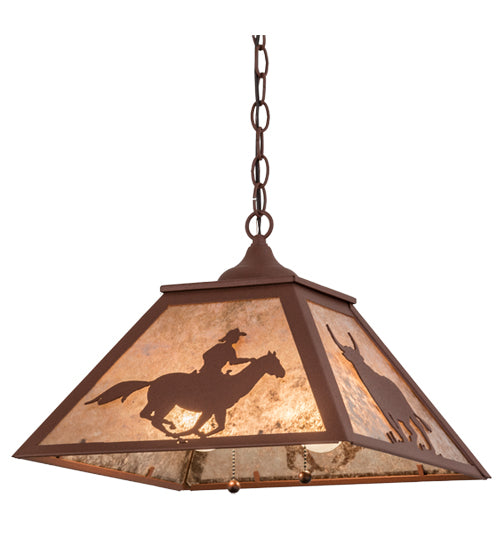 Meyda Tiffany Cowboy & Steer 81673 Pendant Light - Rust