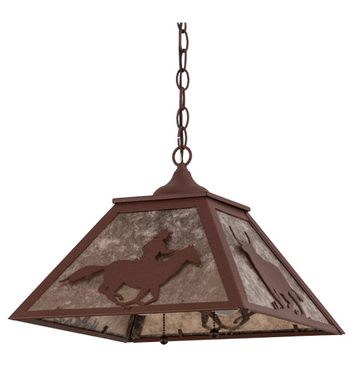 Meyda Tiffany Cowboy & Steer 81673 Pendant Light - Rust