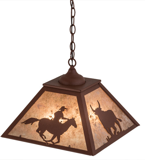 Meyda Tiffany Cowboy & Steer 81673 Pendant Light - Rust