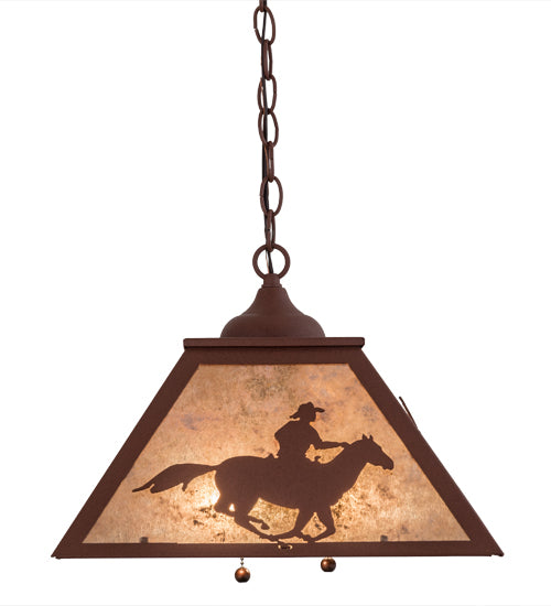 Meyda Tiffany Cowboy & Steer 81673 Pendant Light - Rust