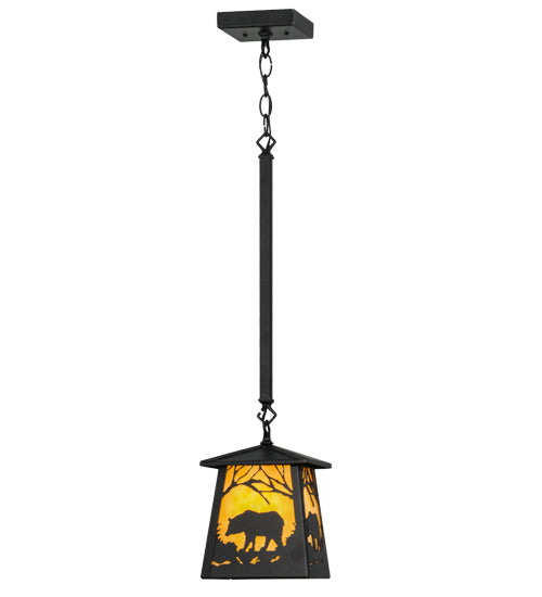 Meyda Tiffany Lighting 81674 Bear At Dawn One Light Mini Pendant Outdoor Black