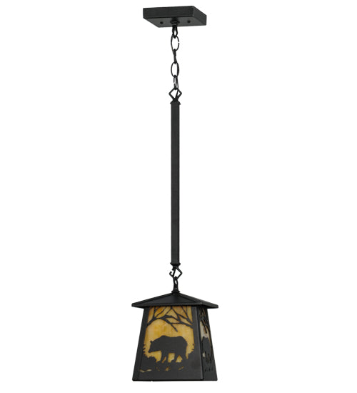 Meyda Tiffany Lighting 81674 Bear At Dawn One Light Mini Pendant Outdoor Black