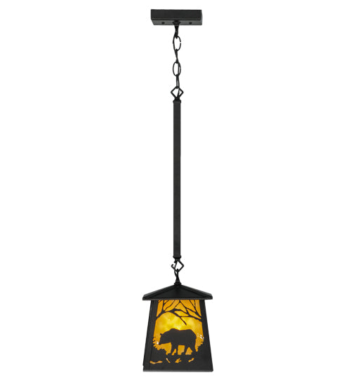 Meyda Tiffany Lighting 81674 Bear At Dawn One Light Mini Pendant Outdoor Black