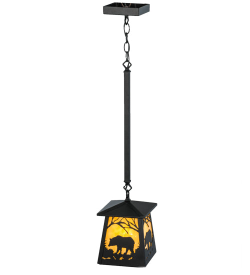 Meyda Tiffany Lighting 81674 Bear At Dawn One Light Mini Pendant Outdoor Black