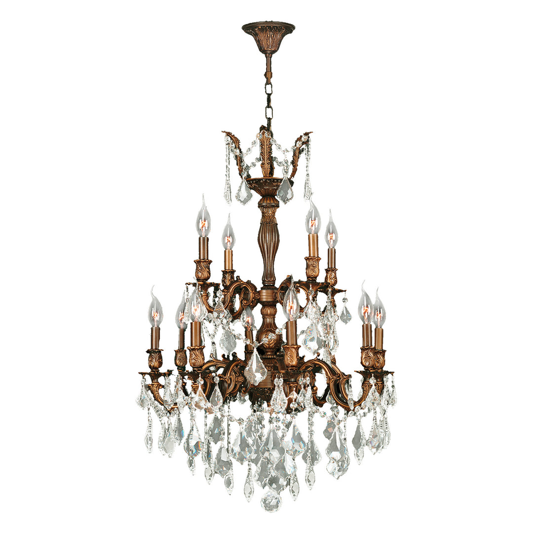 Worldwide Versailles W83346FG24 Chandelier Light - French Gold, D24" H34", 12 Light, French Gold Finish, Clear Crystal"/