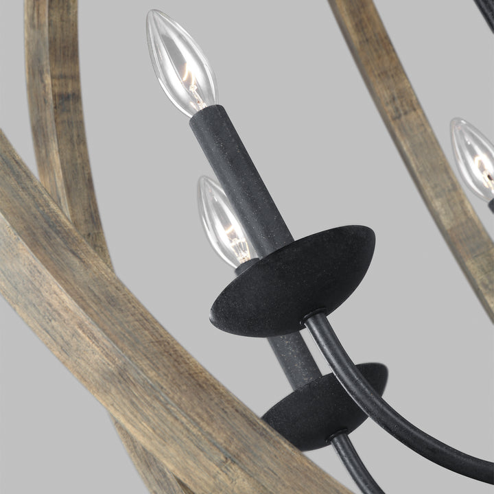Visual Comfort Studio Allier F3186/6WOW/AF Chandelier Light - Weathered Oak Wood / Antique Forged Iron