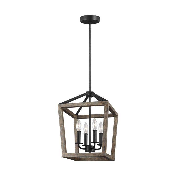 Visual Comfort Studio Gannet F3190/4WOW/AF Pendant Light - Weathered Oak Wood / Antique Forged Iron