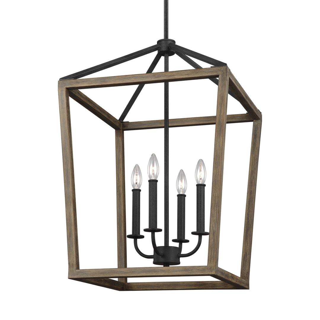 Visual Comfort Studio Gannet F3191/4WOW/AF Pendant Light - Weathered Oak Wood / Antique Forged Iron
