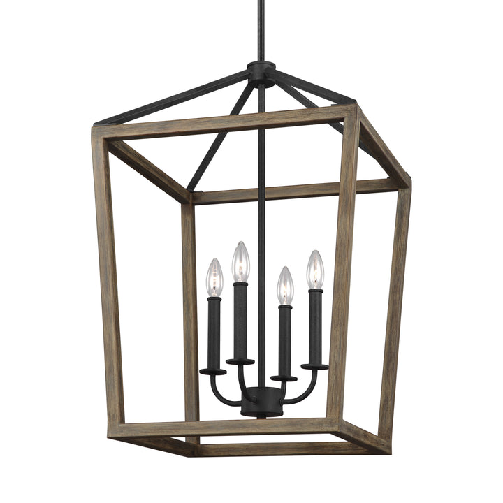 Visual Comfort Studio Gannet F3191/4WOW/AF Pendant Light - Weathered Oak Wood / Antique Forged Iron