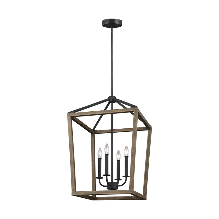 Visual Comfort Studio Gannet F3191/4WOW/AF Pendant Light - Weathered Oak Wood / Antique Forged Iron