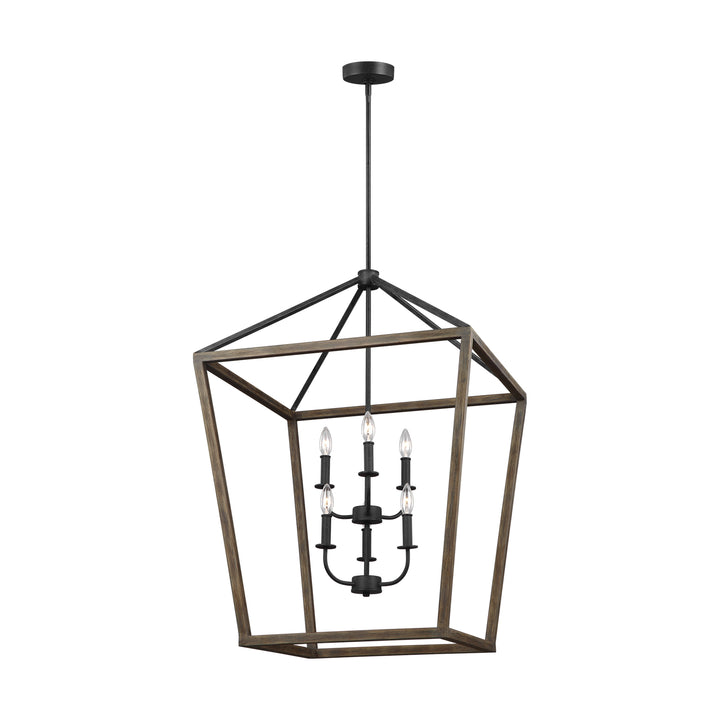 Visual Comfort Studio Gannet F3192/6WOW/AF Pendant Light - Weathered Oak Wood / Antique Forged Iron