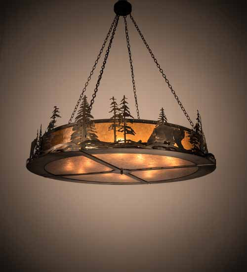 Meyda Tiffany Northwoods Bear At Dusk 81774 Pendant Light - Antique Copper