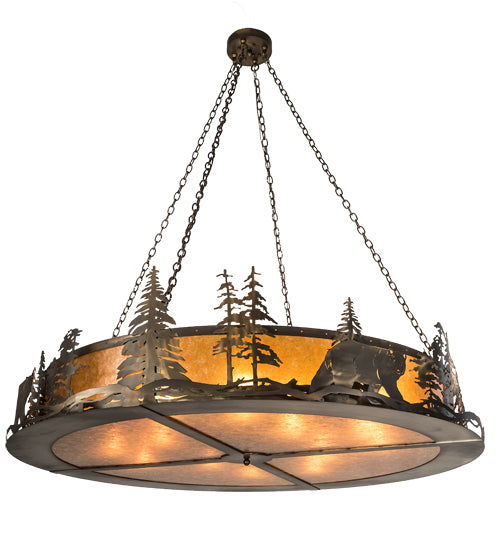 Meyda Tiffany Northwoods Bear At Dusk 81774 Pendant Light - Antique Copper