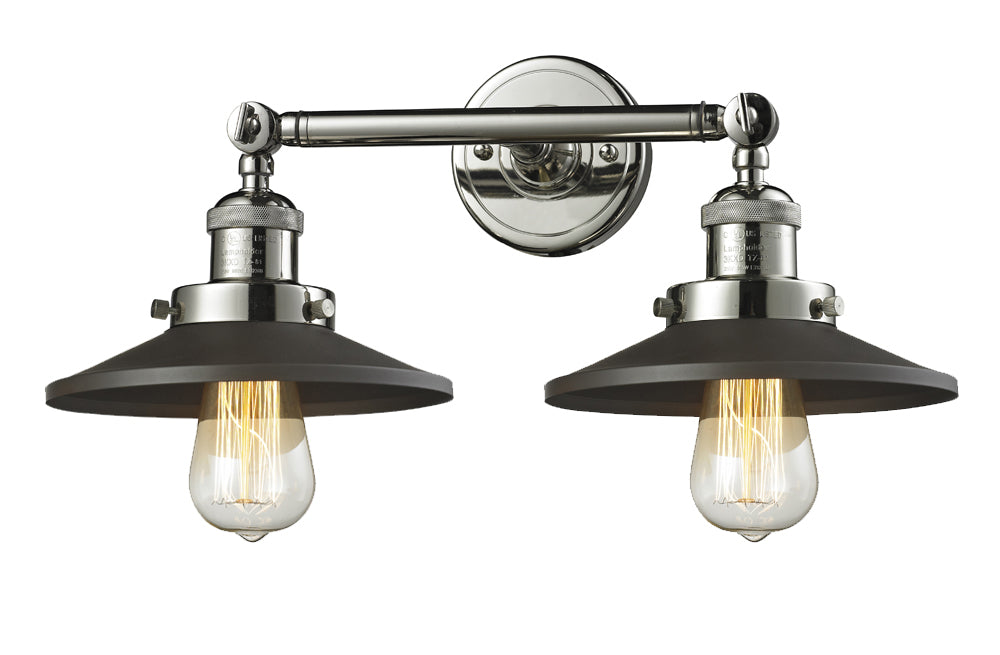 Innovations Franklin Restoration 208-PN-M6BK Bath Vanity Light 18 in. wide - Polished Nickel