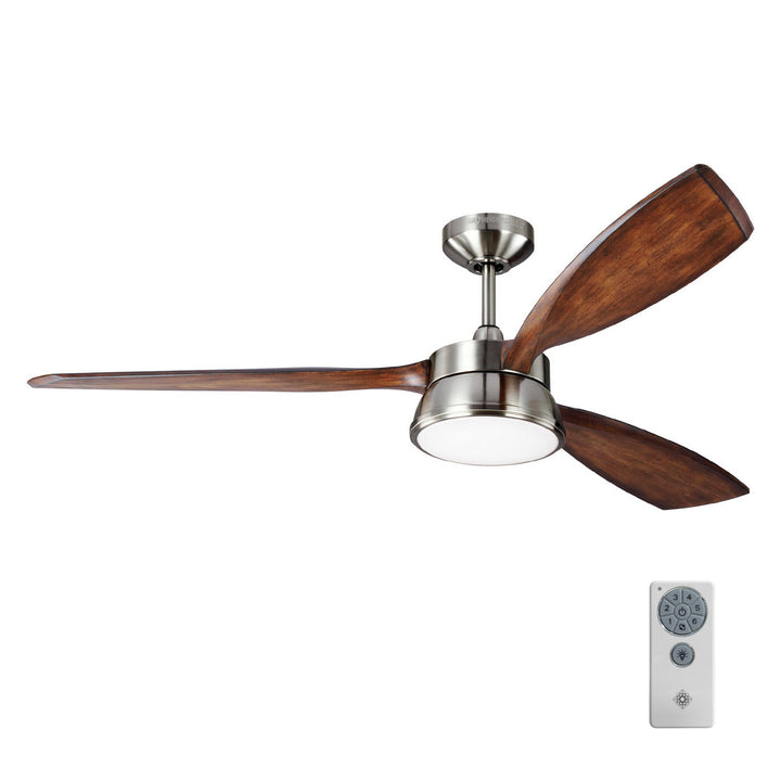 Visual Comfort Fan Destin 57 3DSTR57BSD Ceiling Fan - Brushed Steel, Koa/Koa/