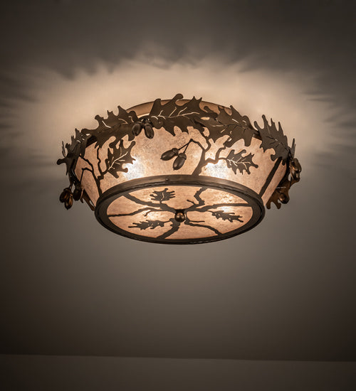 Meyda Tiffany Oak Leaf & Acorn 82070 Ceiling Light - Antique Copper