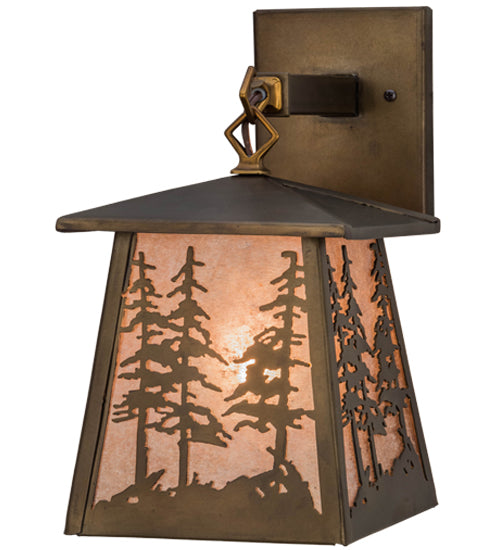 Meyda Tiffany Lighting 82114 Tall Pines One Light Wall Sconce Outdoor Copper/Antique/Verde