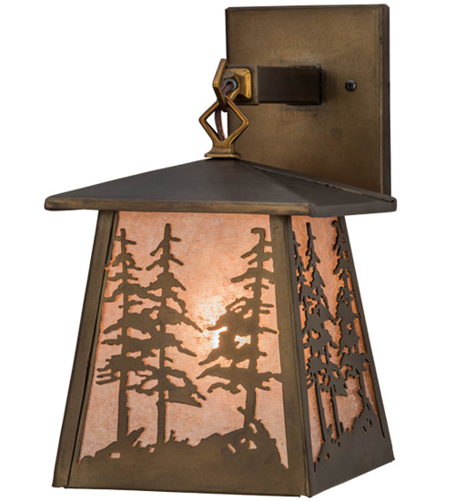 Meyda Tiffany Lighting 82114 Tall Pines One Light Wall Sconce Outdoor Copper/Antique/Verde