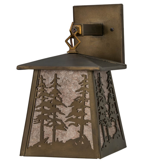 Meyda Tiffany Lighting 82114 Tall Pines One Light Wall Sconce Outdoor Copper/Antique/Verde