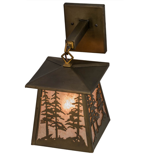 Meyda Tiffany Lighting 82114 Tall Pines One Light Wall Sconce Outdoor Copper/Antique/Verde