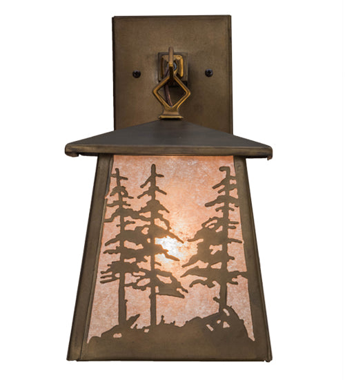 Meyda Tiffany Lighting 82114 Tall Pines One Light Wall Sconce Outdoor Copper/Antique/Verde