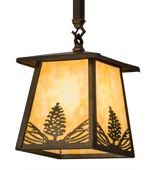 Meyda Tiffany Lighting 82136 Mountain Pine One Light Mini Pendant Outdoor Copper/Antique/Verde