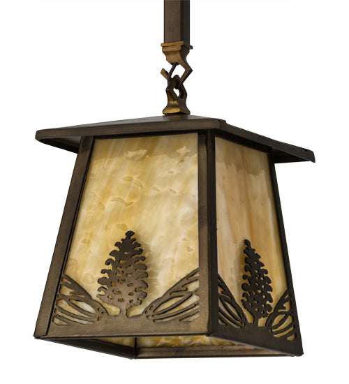 Meyda Tiffany Lighting 82136 Mountain Pine One Light Mini Pendant Outdoor Copper/Antique/Verde