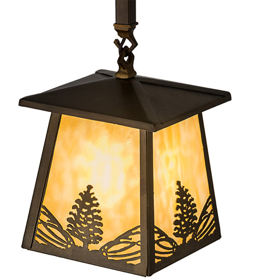 Meyda Tiffany Lighting 82136 Mountain Pine One Light Mini Pendant Outdoor Copper/Antique/Verde