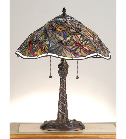 Meyda Tiffany Lighting 82310 Spiral Dragonfly Two Light Table Lamp Lamp Bronze / Dark