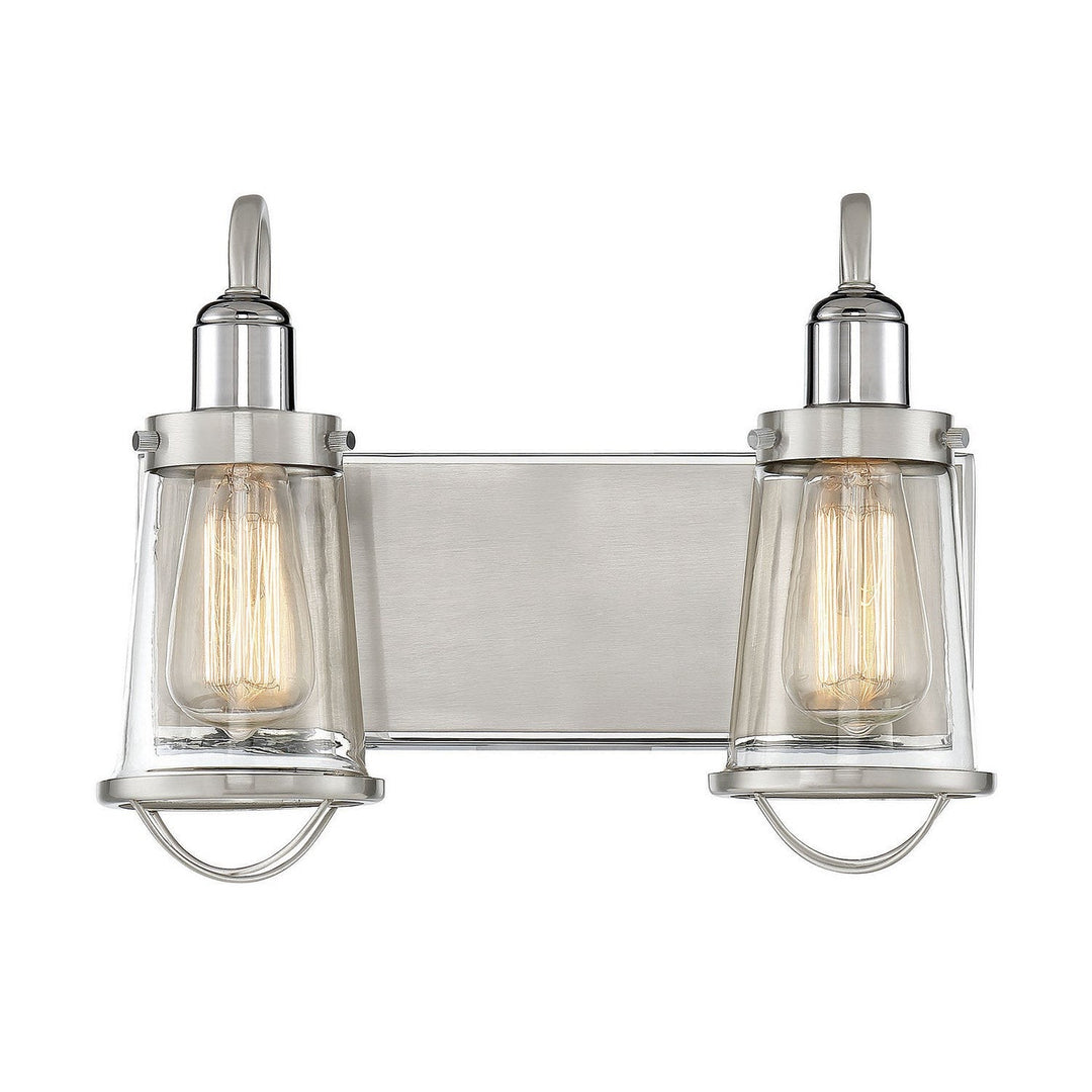 Savoy House Lansing 8-1780-2-111 Bath Vanity Light 14 in. wide - Satin Nickel with Polished Nickel Accents