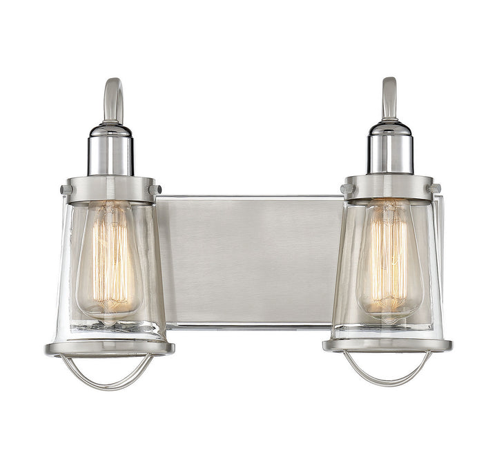 Savoy House Lansing 8-1780-2-111 Bath Vanity Light 14 in. wide - Satin Nickel with Polished Nickel Accents