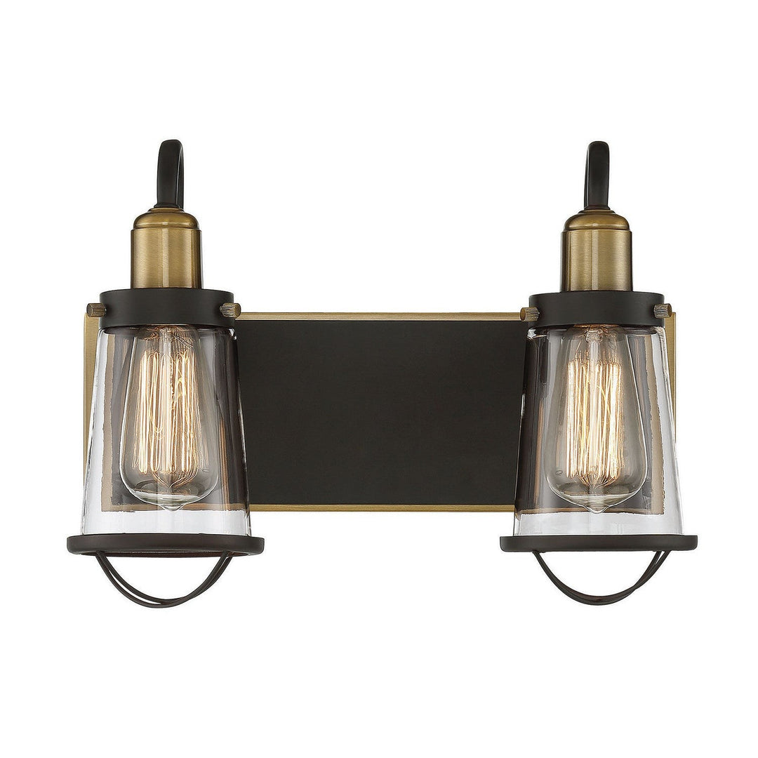 Savoy House Lansing 8-1780-2-79 Bath Vanity Light 14 in. wide - English Bronze and Warm Brass