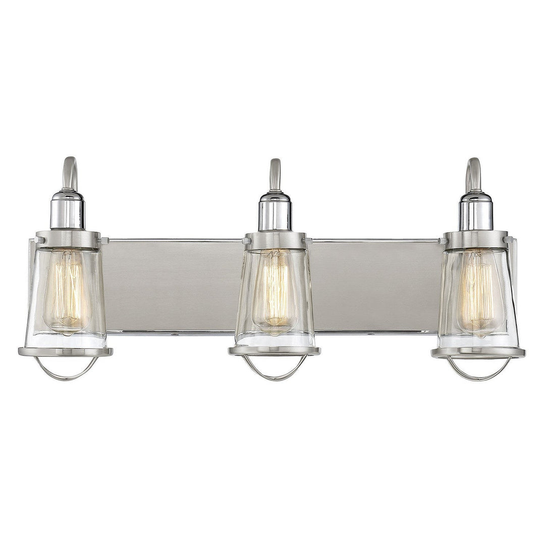 Savoy House Lansing 8-1780-3-111 Bath Vanity Light 24 in. wide - Satin Nickel with Polished Nickel Accents