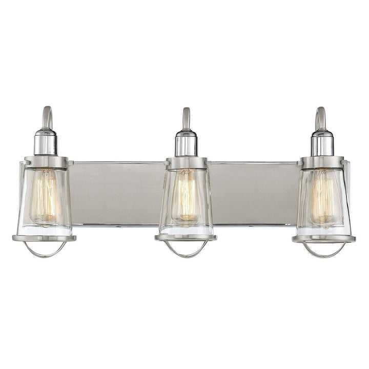 Savoy House Lansing 8-1780-3-111 Bath Vanity Light 24 in. wide - Satin Nickel with Polished Nickel Accents