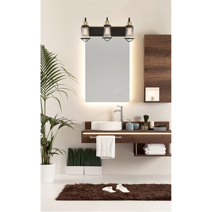 Savoy House Lansing 8-1780-3-79 Bath Vanity Light 24 in. wide - English Bronze and Warm Brass