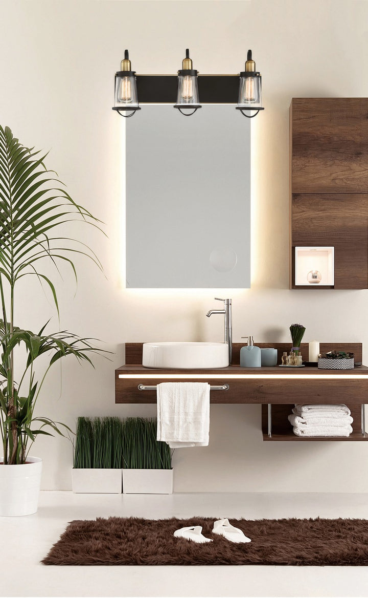 Savoy House Lansing 8-1780-3-79 Bath Vanity Light 24 in. wide - English Bronze and Warm Brass
