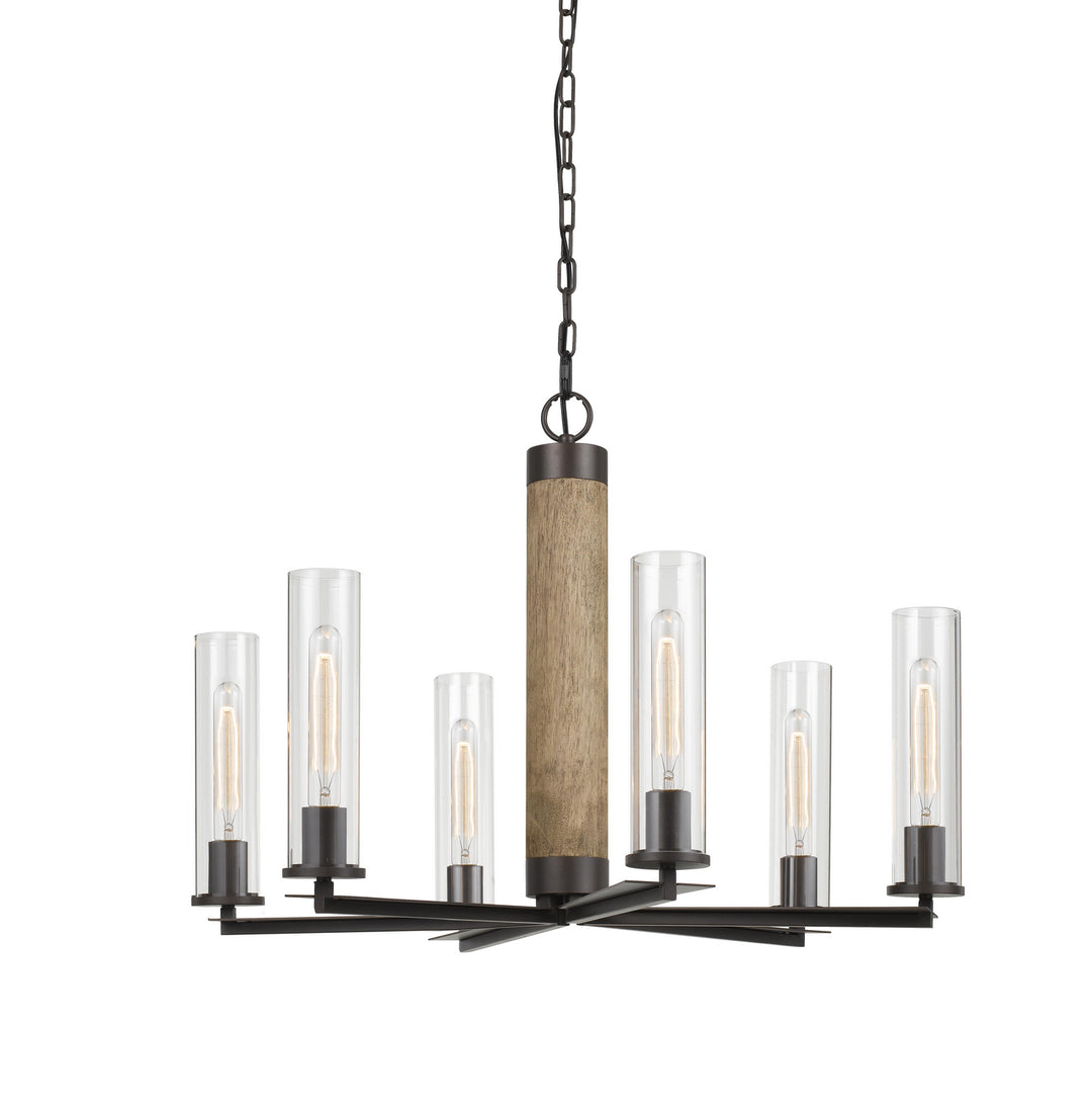 Cal Silverton FX-3665-6 Chandelier Light - Dark Bronze/Wood