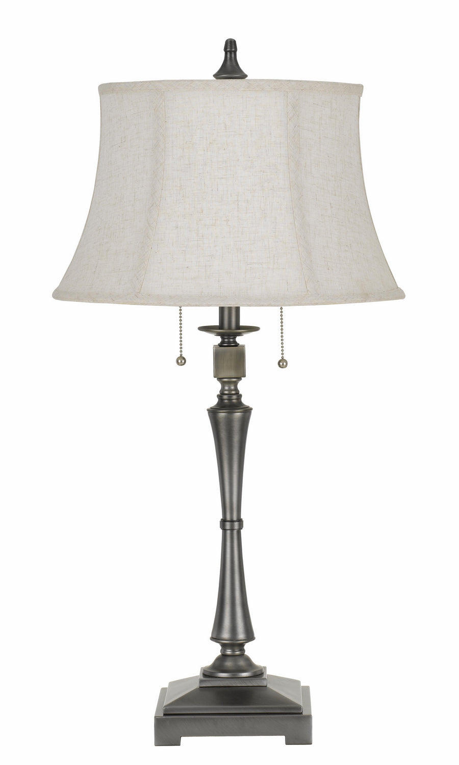 Cal Lighting BO-2443TB-AS Madison Two Light Table Lamp Lamp Pewter, Nickel, Silver