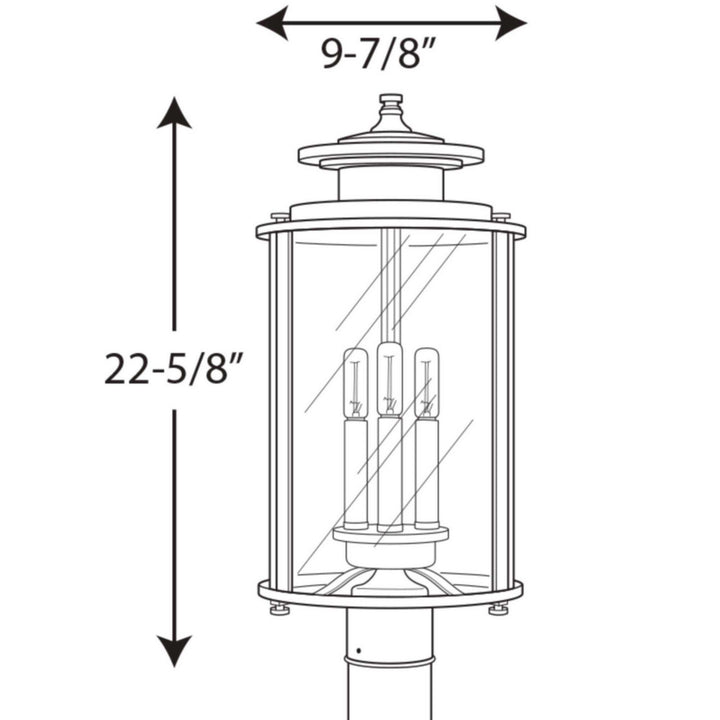 Progress Lighting P540012-031 Squire Three Light Post Lantern Outdoor Black